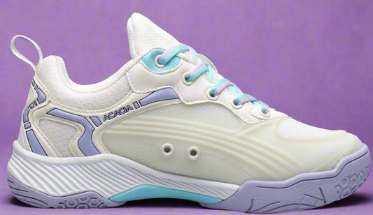 Side view of Acacia DreamShot Amethyst Pickleball Shoe showing lightweight build and Cloud Gel support